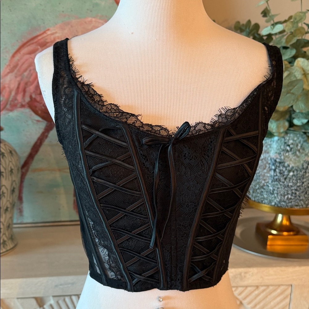 Black Lace Corset Crop Top